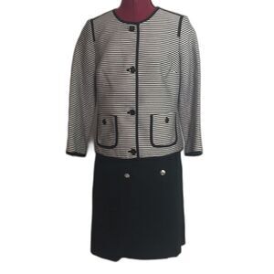 Talbots Skirt Suit Women's Size 6 Black & White 2-Piece Set Blazer & Skirt